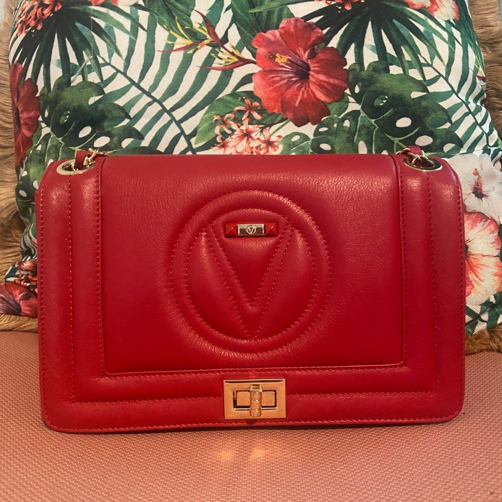 Valentino Vibrant Red Leather Shoulder Bag